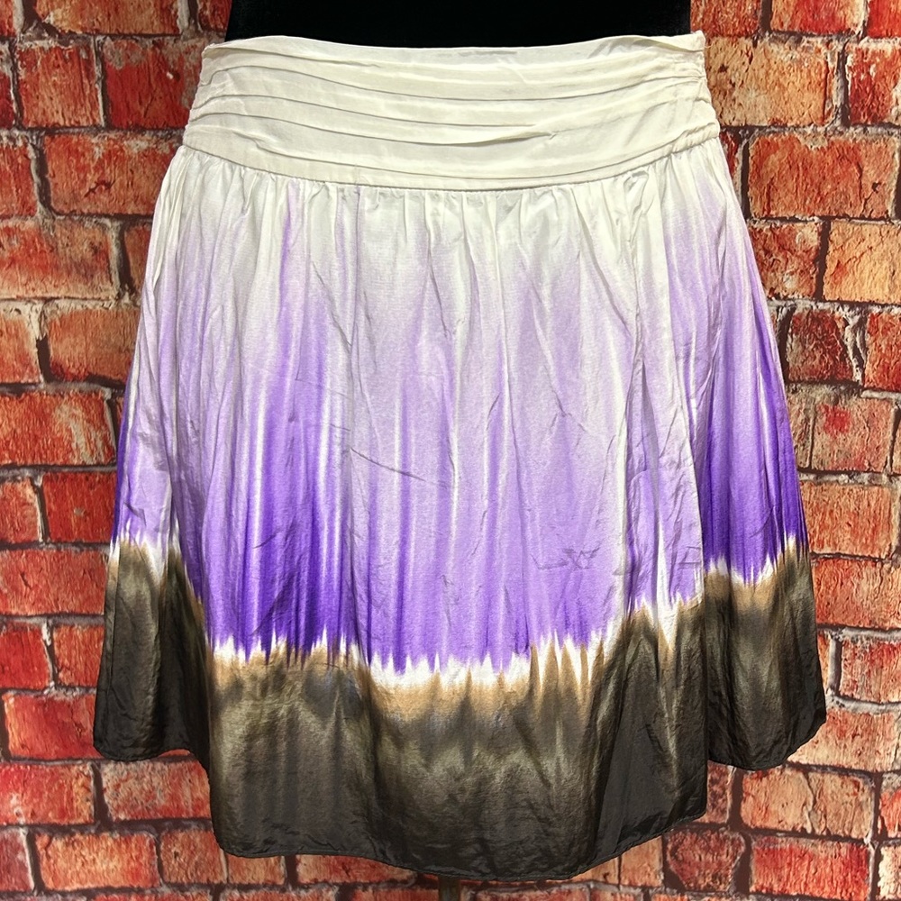 Gianni‎ Bini Crinkle Silk Blend Ombré Mini Skirt